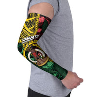 Personalised Vanuatu Independence Day Arm Sleeves Boar Tusk Warrior Tribal Floral Patterns