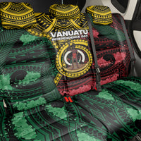 Vanuatu Independence Day Back Car Seat Cover Boar Tusk Warrior Tribal Floral Patterns