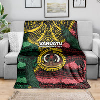 Vanuatu Independence Day Blanket Boar Tusk Warrior Tribal Floral Patterns