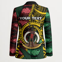 Personalised Vanuatu Independence Day Blazer Boar Tusk Warrior Tribal Floral Patterns