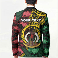 Personalised Vanuatu Independence Day Blazer Boar Tusk Warrior Tribal Floral Patterns