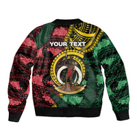 Personalised Vanuatu Independence Day Bomber Jacket Boar Tusk Warrior Tribal Floral Patterns