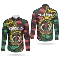 Personalised Vanuatu Independence Day Couples Matching Off Shoulder Maxi Dress and Long Sleeve Button Shirt Boar Tusk Warrior Tribal Floral Patterns DT05 - Polynesian Pride