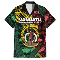 Personalised Vanuatu Independence Day Family Matching Off Shoulder Maxi Dress and Hawaiian Shirt Boar Tusk Warrior Tribal Floral Patterns