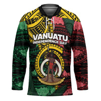 Personalised Vanuatu Independence Day Hockey Jersey Boar Tusk Warrior Tribal Floral Patterns
