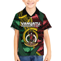 Personalised Vanuatu Independence Day Kid Hawaiian Shirt Boar Tusk Warrior Tribal Floral Patterns
