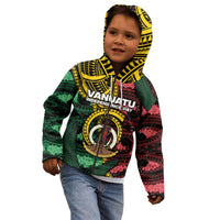 Personalised Vanuatu Independence Day Kid Hoodie Boar Tusk Warrior Tribal Floral Patterns