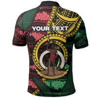 Personalised Vanuatu Independence Day Polo Shirt Boar Tusk Warrior Tribal Floral Patterns DT05 - Polynesian Pride