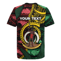 Personalised Vanuatu Independence Day Rugby Jersey Boar Tusk Warrior Tribal Floral Patterns