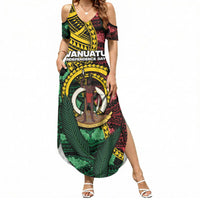Personalised Vanuatu Independence Day Summer Maxi Dress Boar Tusk Warrior Tribal Floral Patterns DT05 Women Multicolor - Polynesian Pride