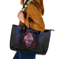 Guam Leather Tote Bag Chamorro Seal Tribal Scratch Design - Polynesian Pride