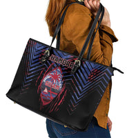 Guam Leather Tote Bag Chamorro Seal Tribal Scratch Design - Polynesian Pride