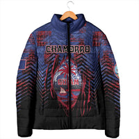 Personalised Guam Padded Jacket Chamorro Seal Tribal Scratch Design - Polynesian Pride