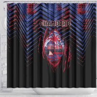 Guam Shower Curtain Chamorro Seal Tribal Scratch Design - Polynesian Pride