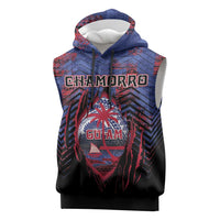 Personalised Guam Sleeveless Hoodie Chamorro Seal Tribal Scratch Design - Polynesian Pride