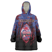 Personalised Guam Wearable Blanket Hoodie Chamorro Seal Tribal Scratch Design - Polynesian Pride