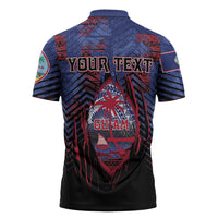 Personalised Guam Zipper Polo Shirt Chamorro Seal Tribal Scratch Design DT05 - Polynesian Pride