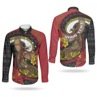 Personalised Papua New Guinea Language Week Couples Matching Mermaid Dress and Long Sleeve Button Shirt Bird Of Paradise Tribal Floral Pattern DT05 - Polynesian Pride