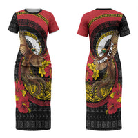 Personalised Papua New Guinea Language Week Couples Matching Short Sleeve Bodycon Dress and Hawaiian Shirt Bird Of Paradise Tribal Floral Pattern DT05 - Polynesian Pride
