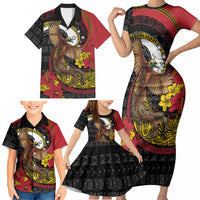 Personalised Papua New Guinea Language Week Family Matching Short Sleeve Bodycon Dress and Hawaiian Shirt Bird Of Paradise Tribal Floral Pattern DT05 - Polynesian Pride