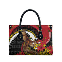 Papua New Guinea Language Week Leather Bag Bird Of Paradise Tribal Floral Pattern