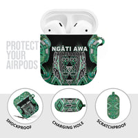 Aotearoa Ngati Awa AirPods Case Maori Tribal Green Marble Paua Shell Pattern