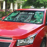 Aotearoa Ngati Awa Auto Sun Shade Maori Tribal Green Marble Paua Shell Pattern
