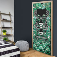 Aotearoa Ngati Awa Door Cover Maori Tribal Green Marble Paua Shell Pattern
