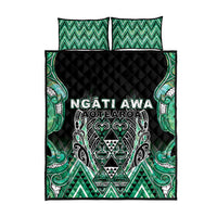 Aotearoa Ngati Awa Quilt Bed Set Maori Tribal Green Marble Paua Shell Pattern