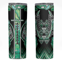 Aotearoa Ngati Awa Skinny Tumbler Maori Tribal Green Marble Paua Shell Pattern