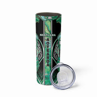 Aotearoa Ngati Awa Skinny Tumbler Maori Tribal Green Marble Paua Shell Pattern