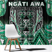 Aotearoa Ngati Awa Window Curtain Maori Tribal Green Marble Paua Shell Pattern