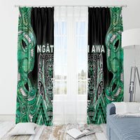 Aotearoa Ngati Awa Window Curtain Maori Tribal Green Marble Paua Shell Pattern