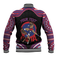 Personalised Samoa Mixed Martial Arts Baseball Jacket Flying Knee Of Samoan - Polynesian Pride