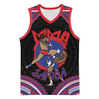 Personalised Samoa Mixed Martial Arts Basketball Jersey Flying Knee Of Samoan - Polynesian Pride