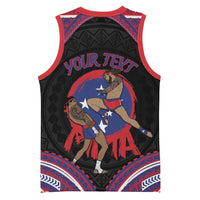 Personalised Samoa Mixed Martial Arts Basketball Jersey Flying Knee Of Samoan - Polynesian Pride