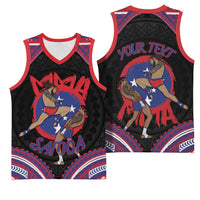Personalised Samoa Mixed Martial Arts Basketball Jersey Flying Knee Of Samoan - Polynesian Pride