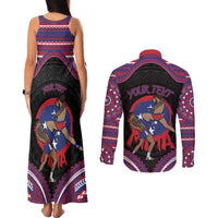 Personalised Samoa Mixed Martial Arts Couples Matching Tank Maxi Dress and Long Sleeve Button Shirt Flying Knee Of Samoan - Polynesian Pride