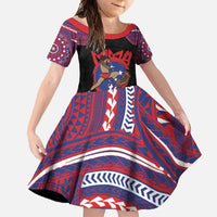 Personalised Samoa Mixed Martial Arts Family Matching Mermaid Dress and Hawaiian Shirt Flying Knee Of Samoan DT05 Daughter's Dress Black - Polynesian Pride