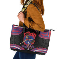 Samoa Mixed Martial Arts Leather Tote Bag Flying Knee Of Samoan - Polynesian Pride