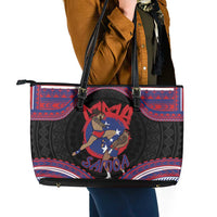 Samoa Mixed Martial Arts Leather Tote Bag Flying Knee Of Samoan - Polynesian Pride
