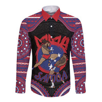 Personalised Samoa Mixed Martial Arts Long Sleeve Button Shirt Flying Knee Of Samoan - Polynesian Pride
