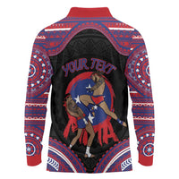 Personalised Samoa Mixed Martial Arts Long Sleeve Polo Shirt Flying Knee Of Samoan - Polynesian Pride