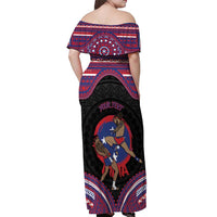 Personalised Samoa Mixed Martial Arts Off Shoulder Maxi Dress Flying Knee Of Samoan - Polynesian Pride