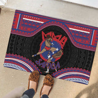 Samoa Mixed Martial Arts Rubber Doormat Flying Knee Of Samoan - Polynesian Pride