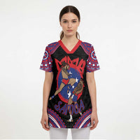 Personalised Samoa Mixed Martial Arts Scrub Top Flying Knee Of Samoan - Polynesian Pride