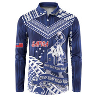 Personalised Samoa Rugby Button Sweatshirt Pacific Warrior Glory - Polynesian Pride