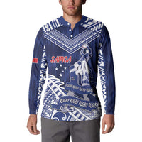 Personalised Samoa Rugby Button Sweatshirt Pacific Warrior Glory - Polynesian Pride