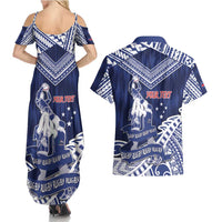 Personalised Samoa Rugby Couples Matching Summer Maxi Dress and Hawaiian Shirt Pacific Warrior Glory - Polynesian Pride