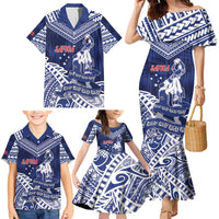 Personalised Samoa Rugby Family Matching Mermaid Dress and Hawaiian Shirt Pacific Warrior Glory - Polynesian Pride